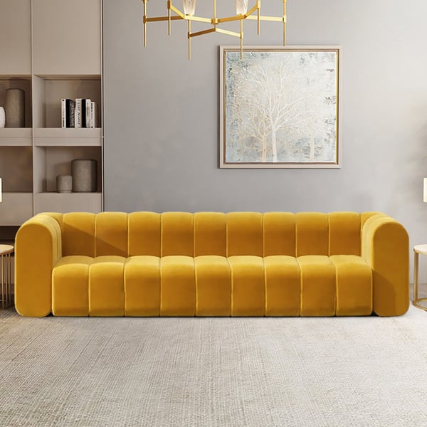 87.8" Modern Velvet Upholstered Sofa 3-Seater Sofa Luxury Sofa Solid Wood Frame